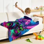 Personalized Monster Neon Truck Soft Throw Blanket with Name Home Decor Birthday Gift for Boys Truck Lovers