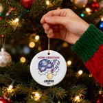 Ornement de Noël personnalisé en céramique Baseball Hockey Sports avec nom Décoration de l'arbre de Noël Cadeau de Noël pour la famille Amoureux du sport
