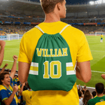 Personalized Multicolor Sports Theme Drawstring Beach Backpack String Bag with Name and Number Outdoor Activities Birthday Gift for Sports Lovers