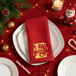 Personalized Christmas Theme Initial 100% Cotton Red Christmas Napkin with Name Table Decor Christmas Gift for Family Friends