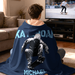 Personalized Skateboard Action Silhouette Soft Hooded Blanket with Name Travel Daily Use Birthday Gift for Skateboarding Lovers Friends