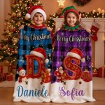 Coperta personalizzata con iniziale e nome design a quadri regalo di Natale per bambini e amici o per famiglia