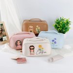 Trousse personalizzata con nome e personaggio in stile cartone animato ampia apertura regalo di compleanno e anniversario per donne