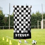 Personalized Balls Pattern Checkerboard Quick Dry Beach Towel with Name Travel Essential Birthday Gift for Famliy Friend Balls Sport Lover