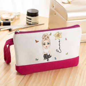 Borsa da trucco personalizzata con fiore di nascita e nome regalo ideale per compleanni matrimonio e occasioni speciali per donne e ragazze