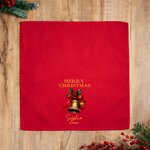 Personalizzato Merry Christmas Bell 100% cotone rosso Tovagliolo di Natale con nome e data Decorazione da tavolo Regalo di Natale per amici e famiglia