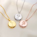 Collana personalizzata in argento con 1-5 fiori di nascita nome inciso e foto regalo ideale per compleanno e anniversario per donne