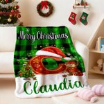 Coperta personalizzata con iniziale e nome design a quadri regalo di Natale per bambini e amici o per famiglia