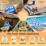 Personalized Balls Pattern Checkerboard Quick Dry Beach Towel with Name Travel Essential Birthday Gift for Famliy Friend Balls Sport Lover