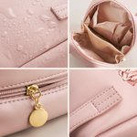 Personalised Birth Flower Name Portable PU Leather Makeup Bag with Handle and Multiple Compartments Travel Accessories Birthday Gift for Women Girls