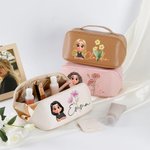 Trousse personalizzata con nome e personaggio in stile cartone animato ampia apertura regalo di compleanno e anniversario per donne