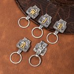 Personalized Retro Western Cowboy Cow Tag Keychain with Initial Daily Use Birthday Anniversary Gift for Cowboy Lovers