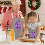 Personalized Christmas Initial Kid Adult Baking Apron with Name and Front Pocket Christmas Gift for Kids Family