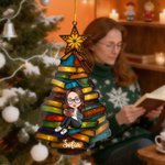 Ornamento personalizzato con nome e personaggio in stile cartone animato per lettura regalo di Natale per donne amanti dei libri