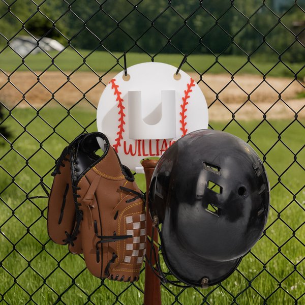 Personalized 3D Printed Baseball Softball Dugout Organizer Gear Hanging Holder with Name and Number Sport Accessories Team Gift for Ball Player Lover