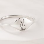 Personlig söt graverad kattsilhuettring med namn Smyckesring Jubileum Födelsedag Minnesgåva för kattälskare