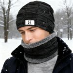 Gepersonaliseerde Cartoon Karakter gebreide Slouchy Beanie muts en nekwarmer Set met initiaal Outdoor Activiteit Accessoire Verjaardagscadeau voor mannen vrouwen