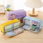 Personalised 3D Cartoon Character Multi-Compartment Pencil Case with Name Back to School Birthday Gift for Boys Girls