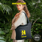 Personalized Yellow-Spotted Leopard Marsupilami Leisure Corduroy Tote Bag with Name Birthday Gift for Friends Kids | Callie × Marsupilami®