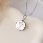 Collana personalizzata in argento con 1-5 fiori di nascita nome inciso e foto regalo ideale per compleanno e anniversario per donne