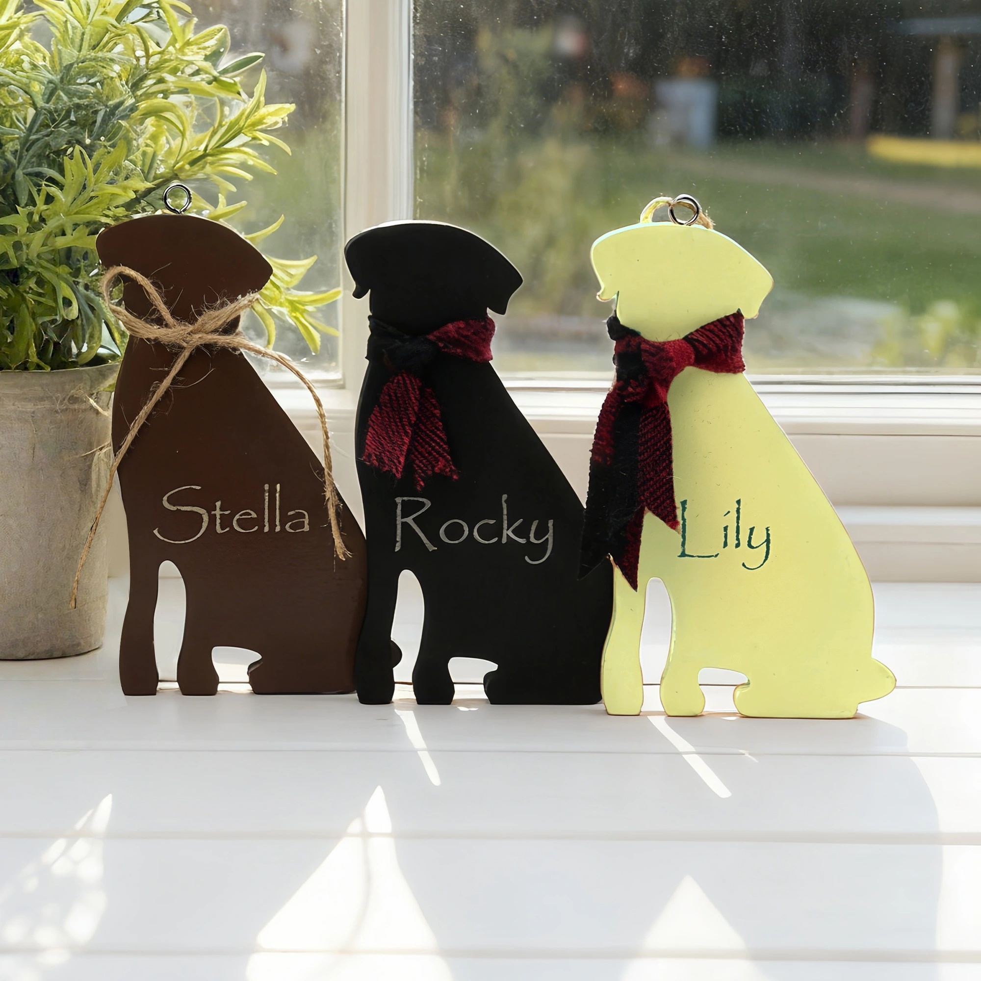 Personnalisé Lab Silhouette Figurine en bois Plaque Ornement avec nom Statue de collection Décoration de bureau Cadeau d'anniversaire pour les propriétaires amoureux des chiens
