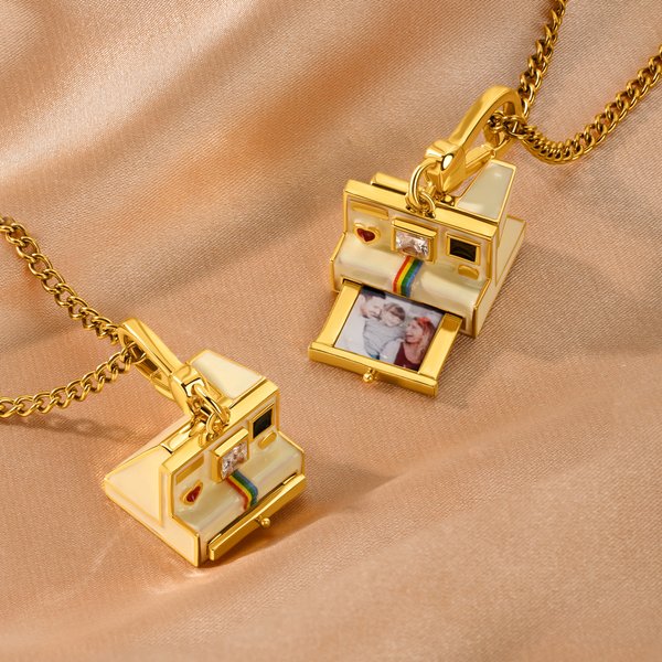 Personalized Vintage Polaroid Camera Photo Delicate Necklace Birthday Anniversary Gift for Couples Family