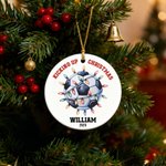 Ornement de Noël personnalisé en céramique Baseball Hockey Sports avec nom Décoration de l'arbre de Noël Cadeau de Noël pour la famille Amoureux du sport