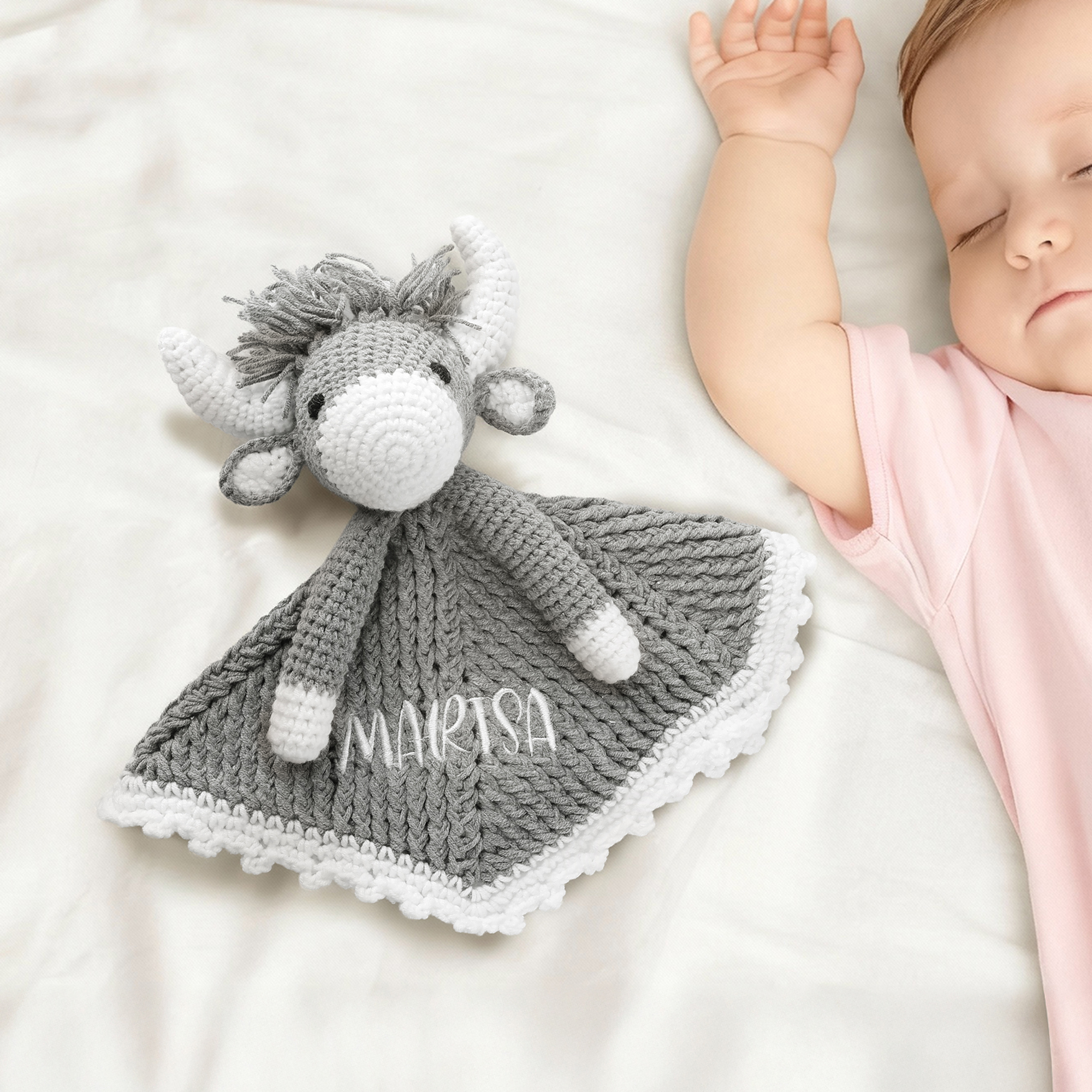 Couverture de sécurité pour bébé en tricot avec nom brodé Cadeau d'anniversaire pour nouveau-né et nouveaux parents
