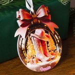 Personalised Pink Western Cowgirl Boots Ribbon Acrylic Ornament with Name Holiday Tree Decor Gift for Cowgirl Friend