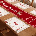 Runner da tavolo e tovagliette in stile natalizio personalizzati con nome di famiglia regalo di Natale per amici o familiari
