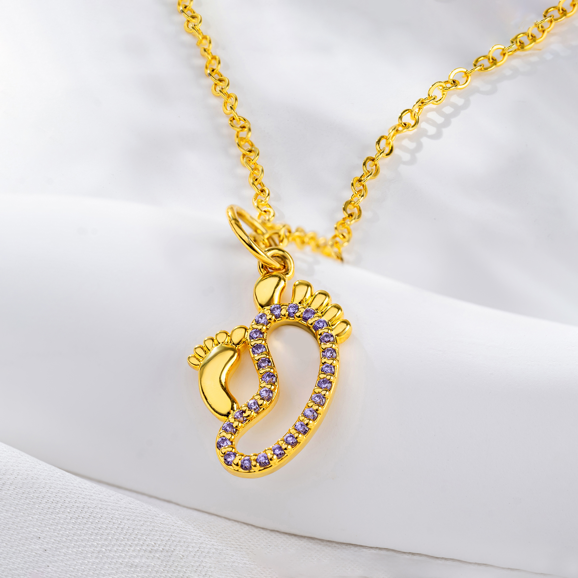 Collier personnalisé d'empreintes de pieds de bébé et de maman avec pierre de naissance Cadeau de douche de bébé pour nouvelle maman