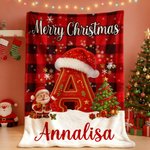 Coperta personalizzata con iniziale e nome design a quadri regalo di Natale per bambini e amici o per famiglia