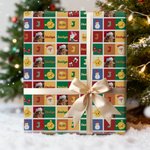 Personalized Colored Squares Classic Winnie the Pooh Wrapping Paper with Photo and Name Christmas Favor Packing for Kids Family Friends