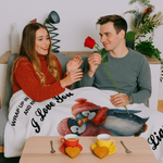 Couverture personnalisée I Love You Penguin Heart Soft Throw Blanket avec nom et texte Home Decor Valentine's Day Anniversary Gift for Lover (Cadeau d'anniversaire de la Saint-Valentin pour l'amoureux