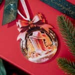 Personalised Pink Western Cowgirl Boots Ribbon Acrylic Ornament with Name Holiday Tree Decor Gift for Cowgirl Friend