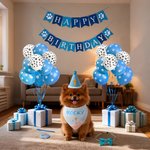 Personalised Cake Ballon Sequin Bow Tie Pet Bib Pet Birthday Set with Name Birthday Pet Party Gift for Pet Owners