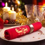 Personalized Christmas Theme Initial 100% Cotton Red Christmas Napkin with Name Table Decor Christmas Gift for Family Friends
