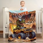 Personalizzato Mostro Ghepardo Leone Dinosauro Camion Coperta morbida con nome Regalo di compleanno per ragazzi bambini bambini amanti dei camion