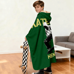 Personalized Skateboard Action Silhouette Soft Hooded Blanket with Name Travel Daily Use Birthday Gift for Skateboarding Lovers Friends