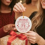 Personalized Best Friends Cheers Ceramic Ornament with Names Birthday Bridesmaid Anniversary Christmas Gift for Besties Sisters