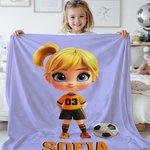 Coperta personalizzata con nome e numero in stile calcio regalo ideale per compleanni per ragazzi ragazze o amanti del calcio