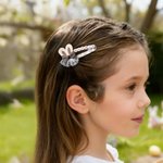 Gepersonaliseerde schattige paashaas oren wit glanzende haarclip met naam dagelijkse vakantie accessoire Pasen verjaardagscadeau voor kleine meisjes kinderen