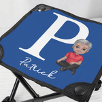 Personalized Cartoon Character Initial Fishing Stool with Name Outdoor Activities Camping Gift for Fishing Enthusiasts