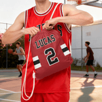 Personalized Multicolor Sports Theme Drawstring Beach Backpack String Bag with Name and Number Outdoor Activities Birthday Gift for Sports Lovers