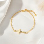 Personalized Minimalist Cross Name Bracelet Dainty Jewelry Christening Anniversary Birthday Gift for Women