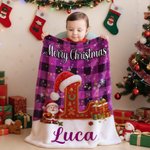 Coperta personalizzata con iniziale e nome design a quadri regalo di Natale per bambini e amici o per famiglia
