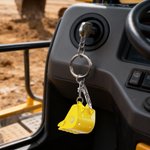 Personalized Excavator Bucket Gear Portable Keychain with Engraved Text Construction Site Daily Use Birthday Gift for Engineers Workers
