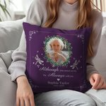 Personalized Holly Photo Cardinal Butterfly Design Soft Throw Pillow Cover with Name and Year Home Decor Memorial Gift for Family