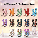 Gepersonaliseerde Multicolor 1-4 Gezichtsfoto's Comfortabele Mid-Calf Sokken met Naam Dagelijks Gebruik Verjaardagscadeau voor Familie Vrienden