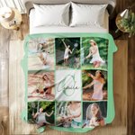 Personalized Multi-Solor and Sport 9-Grid Photo Soft Throw Blanket with Name Christmas Birthday Gift for Athletes Sports Enthusiasts